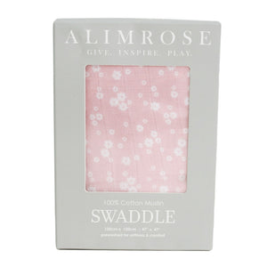 Alimrose - Muslin Swaddle Daisy Print Pink | milk + ginger