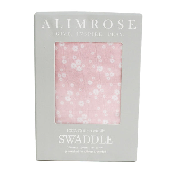 Alimrose - Muslin Swaddle Daisy Print Pink