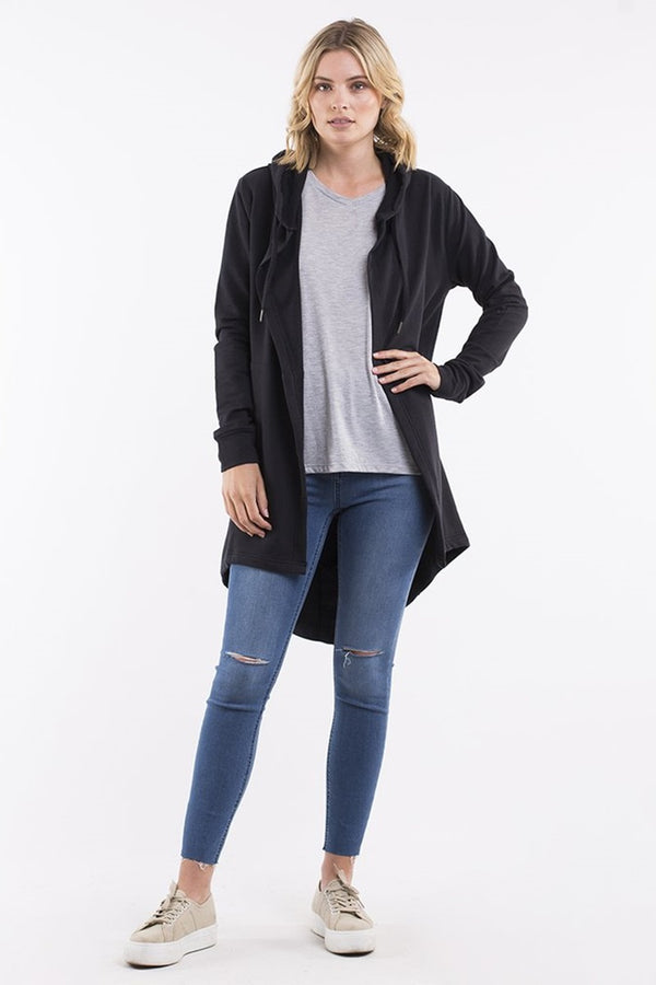 Shop Silent Theory Ashleigh Hooded Cardigan Black milk