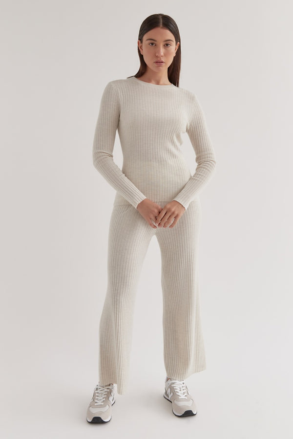 Assembly Label - Ella Long Sleeve Knit - Antique White Marle