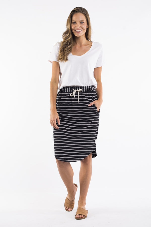 Elm - Fundamental Isla Skirt - Black / White Stripe