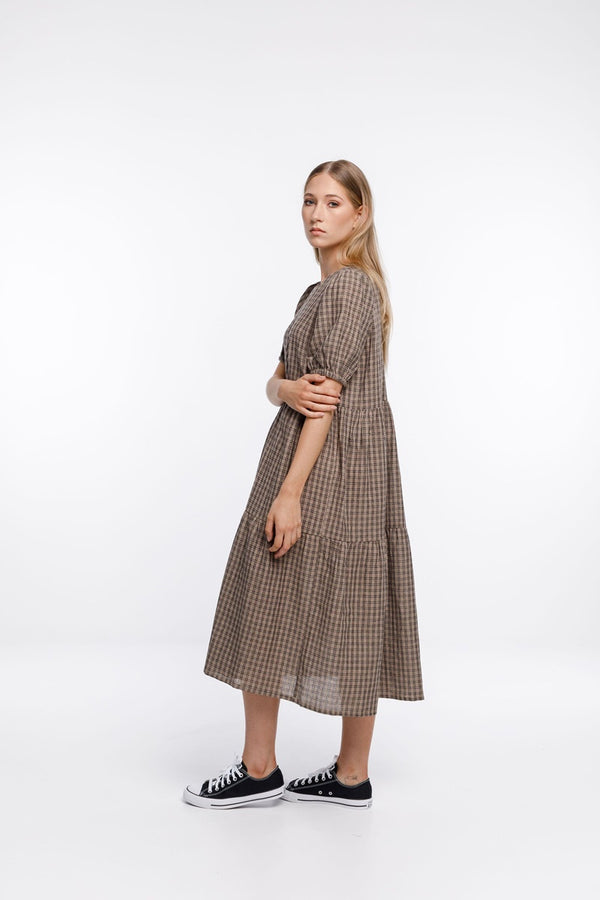 Thing Thing - Leah Dress - Taupe Check