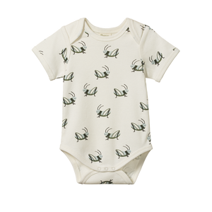 Nature Baby - Short Sleeve Body Suit - Grasshopper Print | milk + ginger