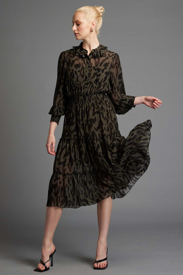 Fate + Becker - Dreaming Frill Neck Tiered Midi Dress