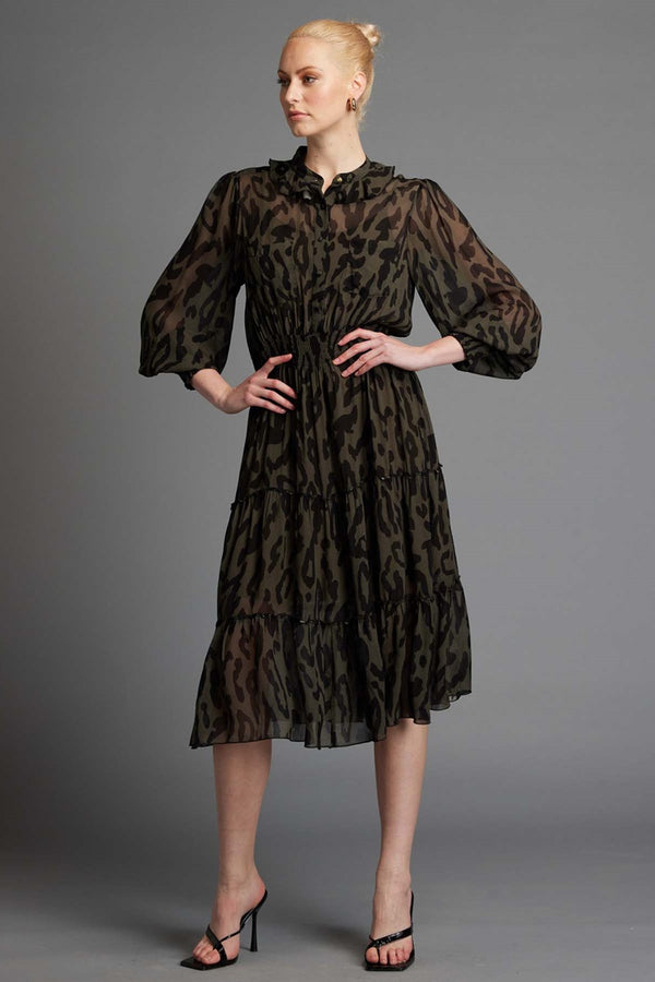 Fate + Becker - Dreaming Frill Neck Tiered Midi Dress