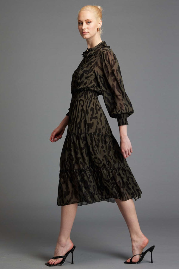 Fate + Becker - Dreaming Frill Neck Tiered Midi Dress