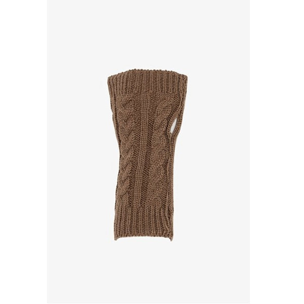Antler - Knitted Cable Fingerless Glove - Coffee