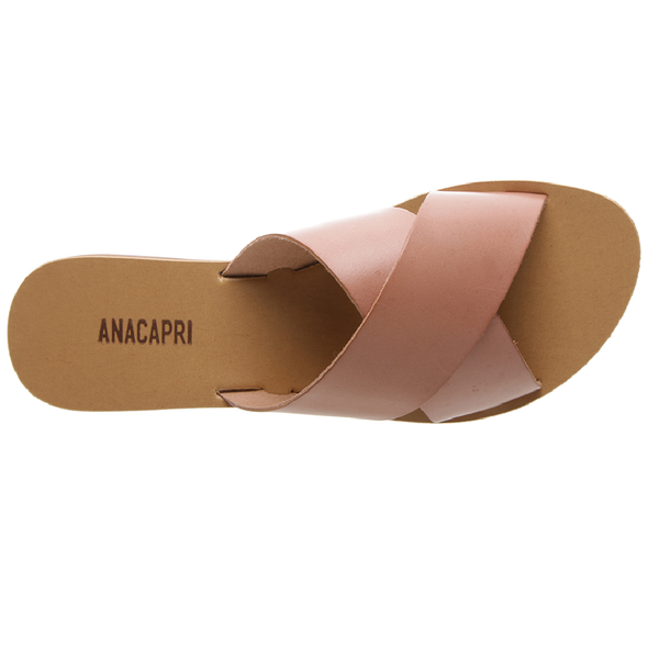 Anacapri - Leather Cross Slides - Rosa