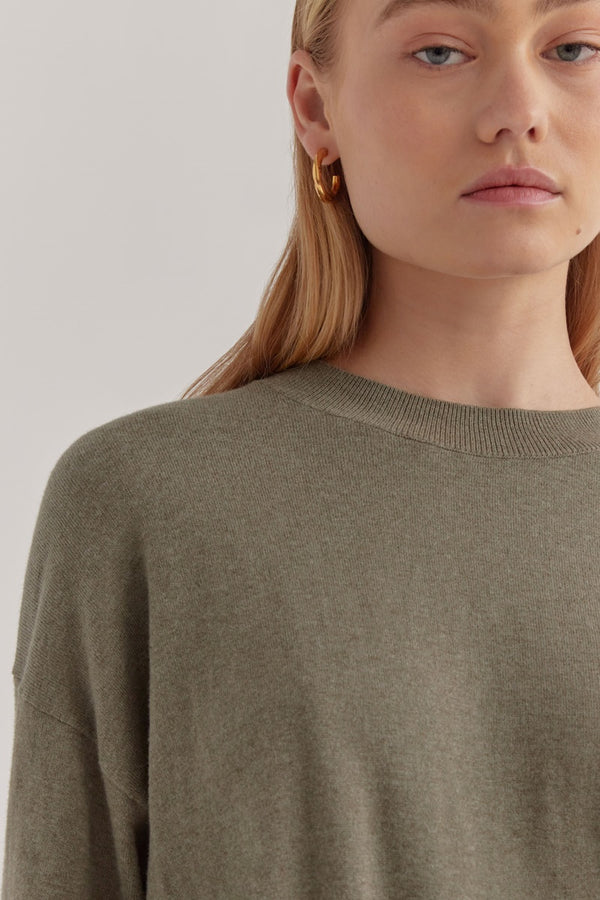 Assembly Label - Cotton Cashmere Lounge Sweater - Green Fog