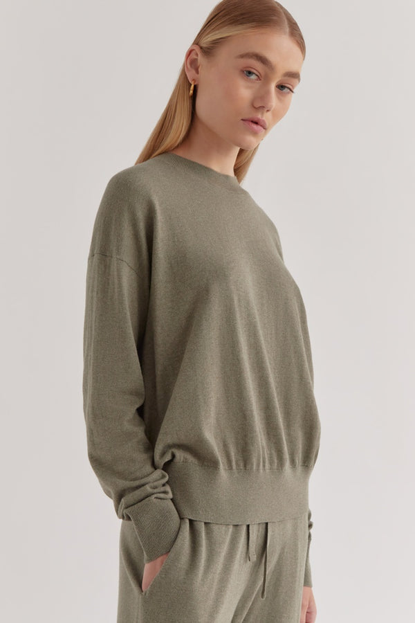 Assembly Label - Cotton Cashmere Lounge Sweater - Green Fog