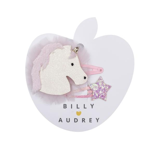 Billy Loves Audrey - Unicorn Faux Fur Clip Duo