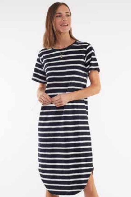 Foxwood - Bouvier Short Sleeve Dress - Navy Stripe