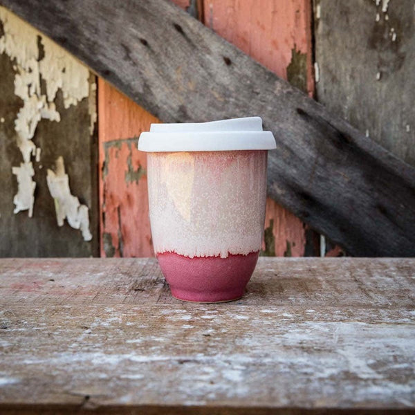 Pottery for the Planet - Medium 8oz Cup - Raspberry Beret