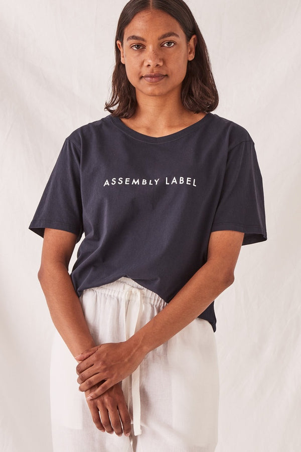 Assembly Label - Logo Cotton Crew Tee - Navy | milk + ginger