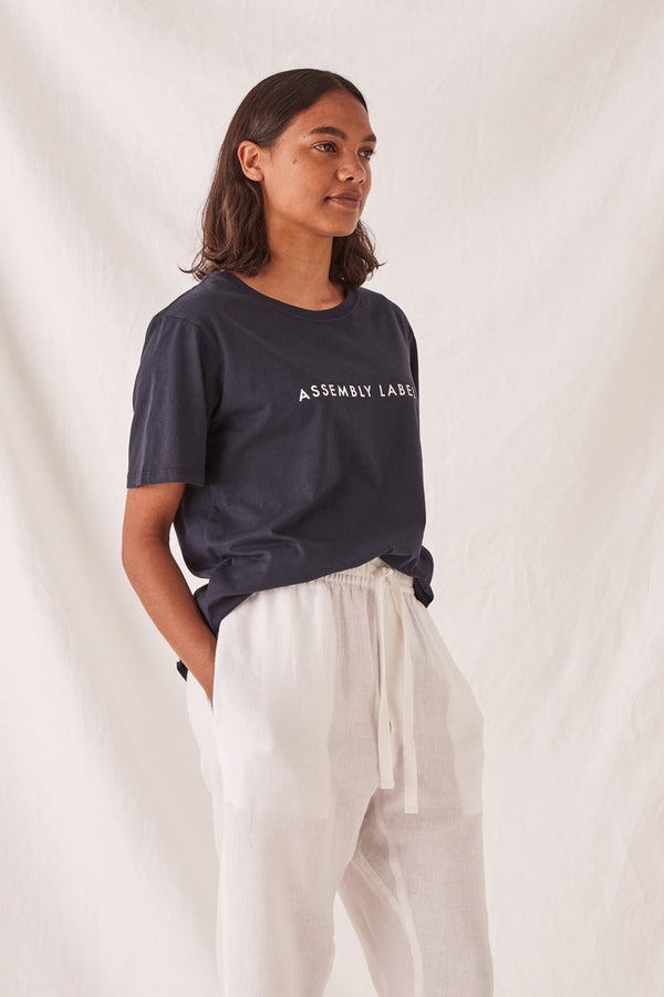 Assembly Label - Logo Cotton Crew Tee - Navy | milk + ginger