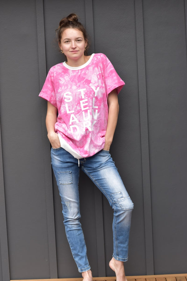Style Laundry - Tie Dye Slouch Tee - Pink