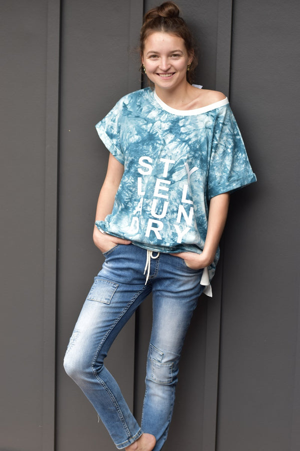 Style Laundry - Tie Dye Slouch Tee - Teal