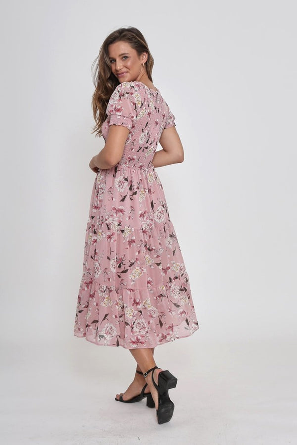 Leoni - Phoenix Dress Short Sleeve - Pink Floral