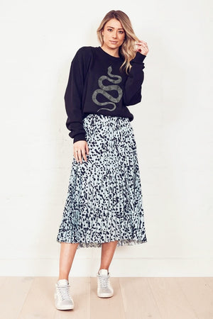 The Others - The Sunray Skirt - Dusty Blue Animal | milk + ginger