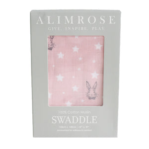 Alimrose - Muslin Swaddle Bunny Star Pink | milk + ginger