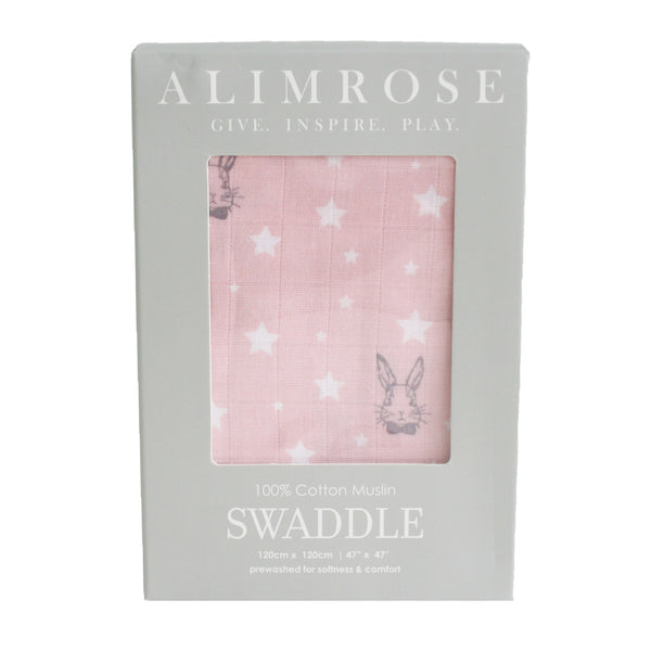 Alimrose - Muslin Swaddle Bunny Star Pink