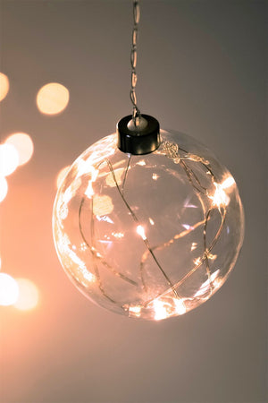 Stellar - Small (10cm) Hanging Glass Sphere Light Silver Wire