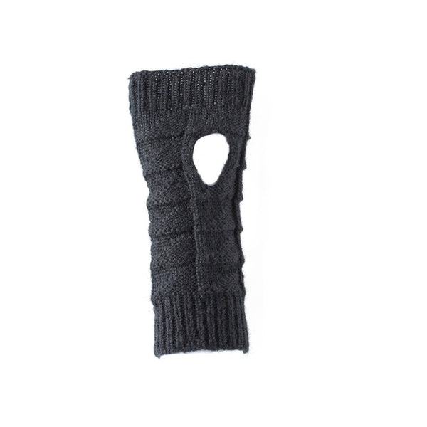 Antler - Knitted Fingerless Gloves - Black