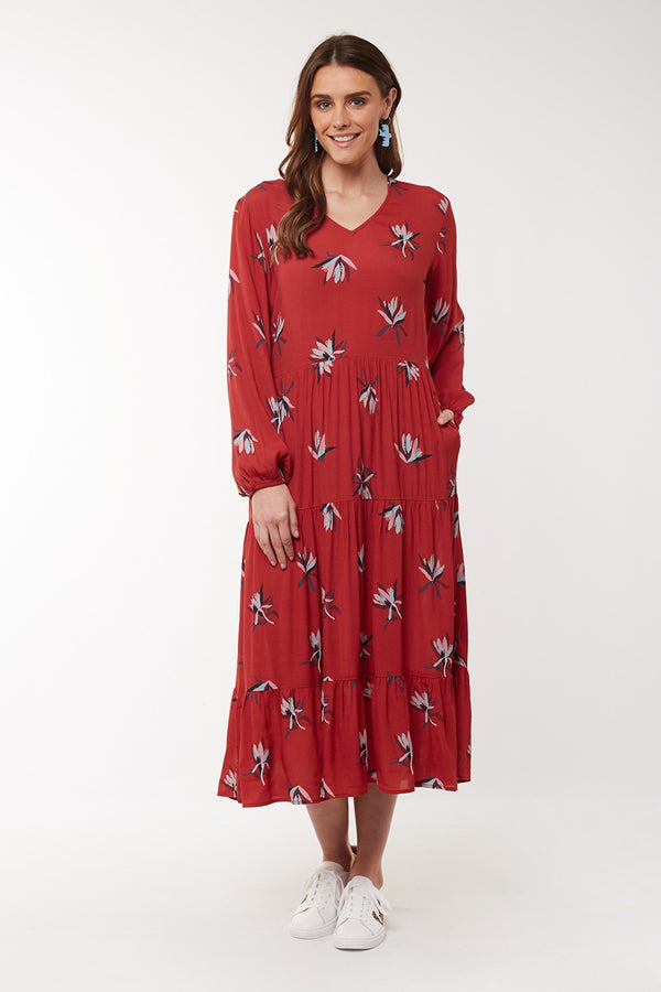 Elm - Native Flora Dress - Rust | milk + ginger