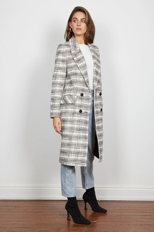 Wish - Lexa Coat - Black & White Check | milk + ginger