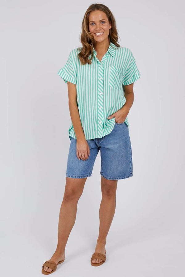 Elm - Aurora Stripe Shirt - Green/White