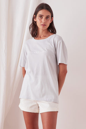 Assembly Label - Logo Cotton Crew Tee - Seamist / White | milk + ginger