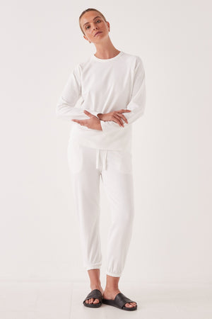 Assembly Label - Kin Fleece Top - Antique White | milk + ginger