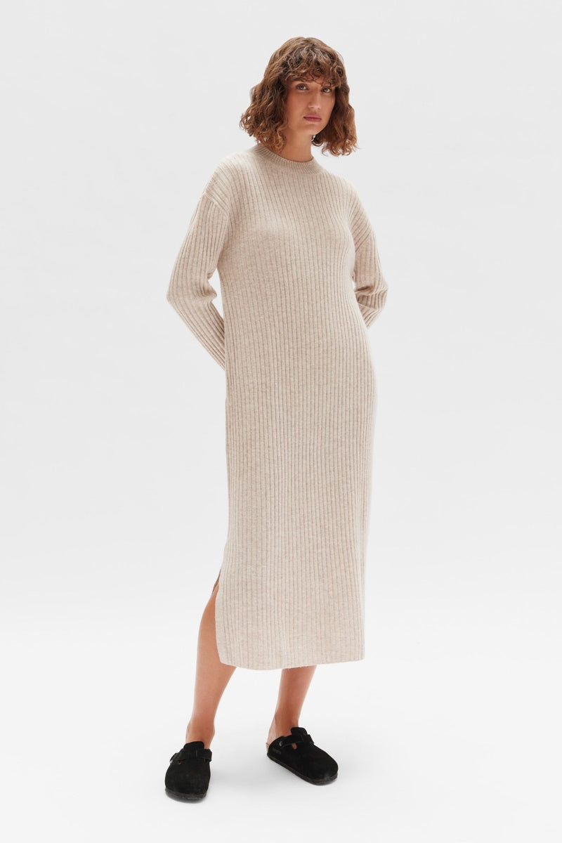 Assembly Label Wool Cashmere Rib Dress Oat Marle