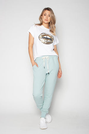 The Others - Relaxed Tee - White with Sequin Lips | milk + ginger