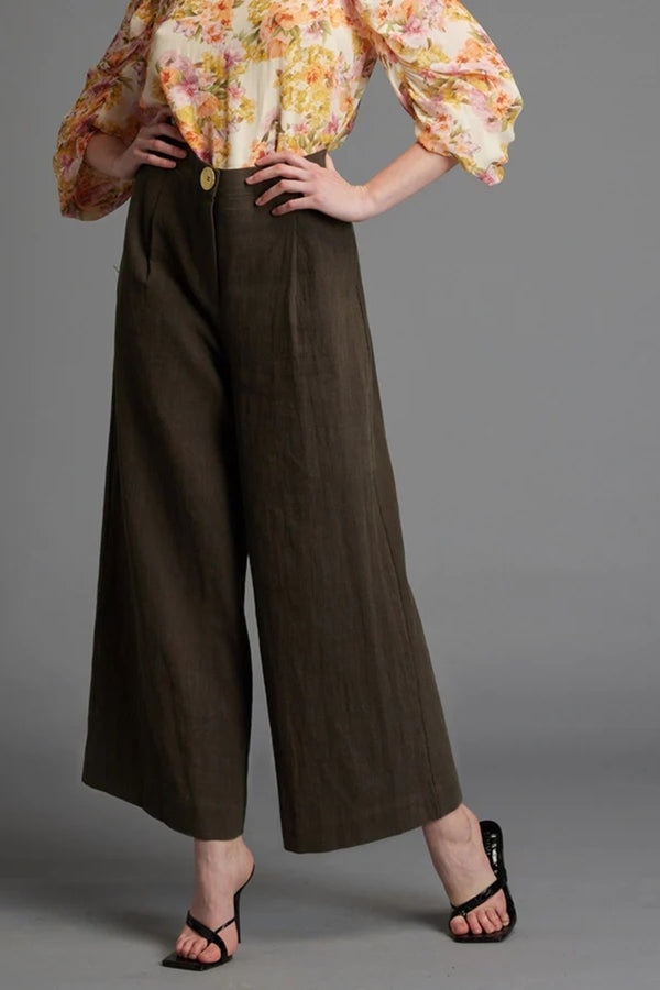 Fate + Becker - Last Dance Solid Wide Leg High Waisted Pant - Khaki