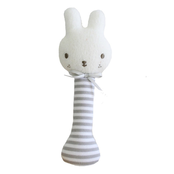 Alimrose - Baby Bunny Stick Rattle - Grey