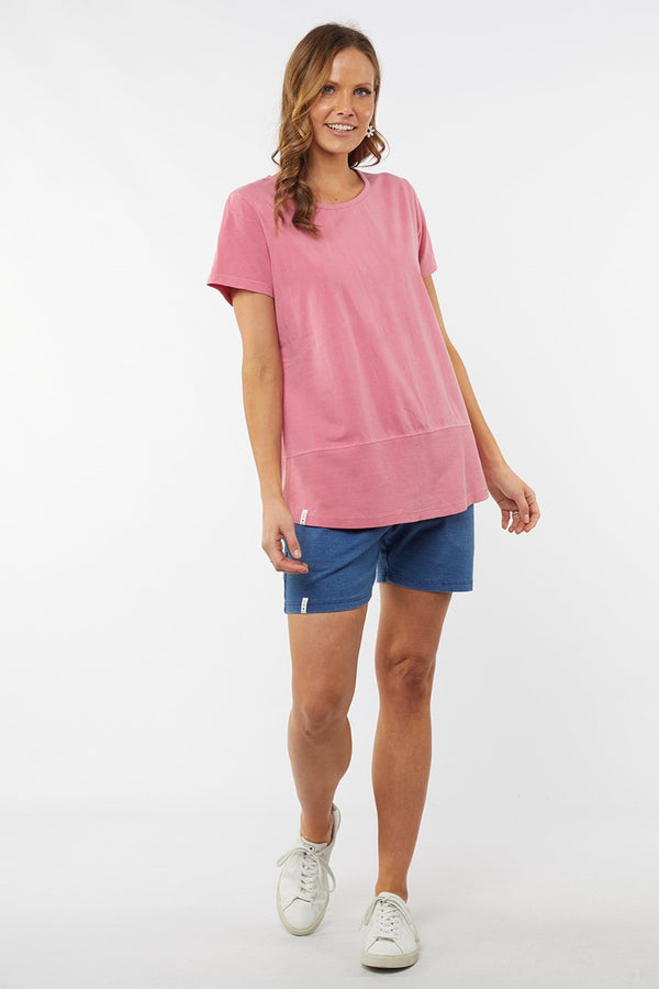 Elm - Fundamental Short Sleeve Rib Tee - Pink