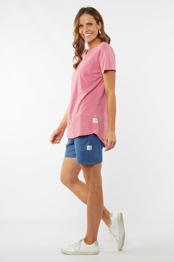 Elm - Fundamental Short Sleeve Rib Tee - Pink