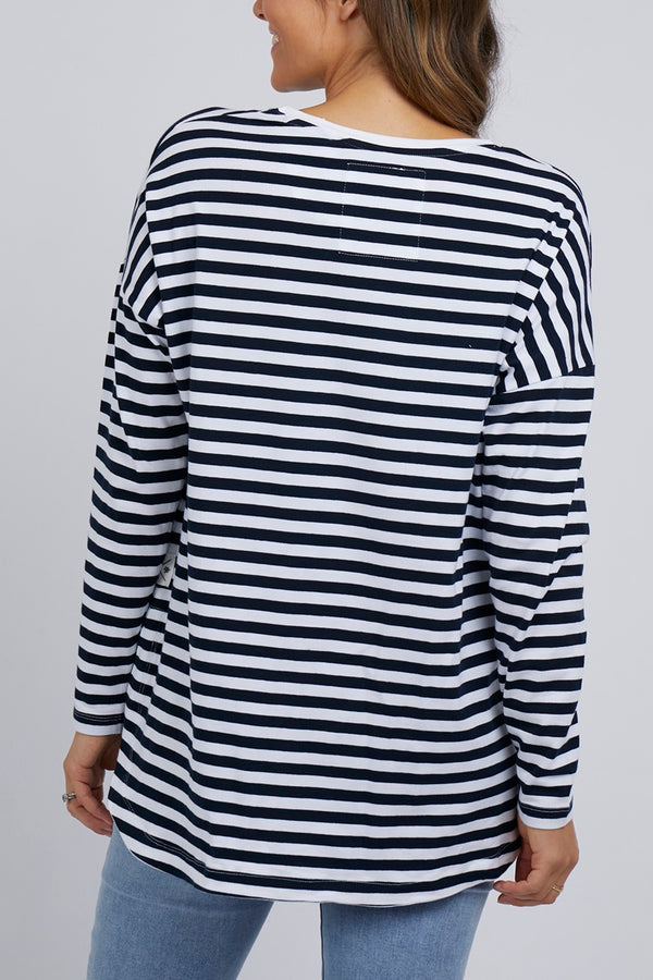 Elm - Fundamental - Lauren L/Sleeve Tee - Navy & White Stripe