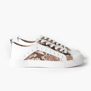 Walnut Melbourne - The Hatch Leather Sneaker - White | milk + ginger