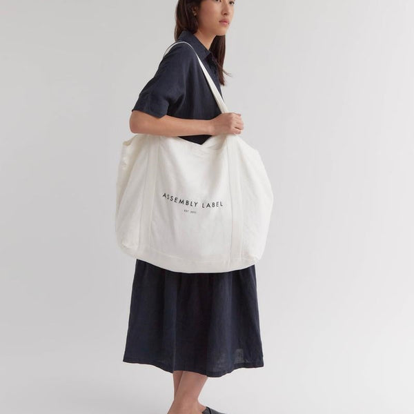 Assembly Label - Linen Tote Bag - Antique White | milk + ginger