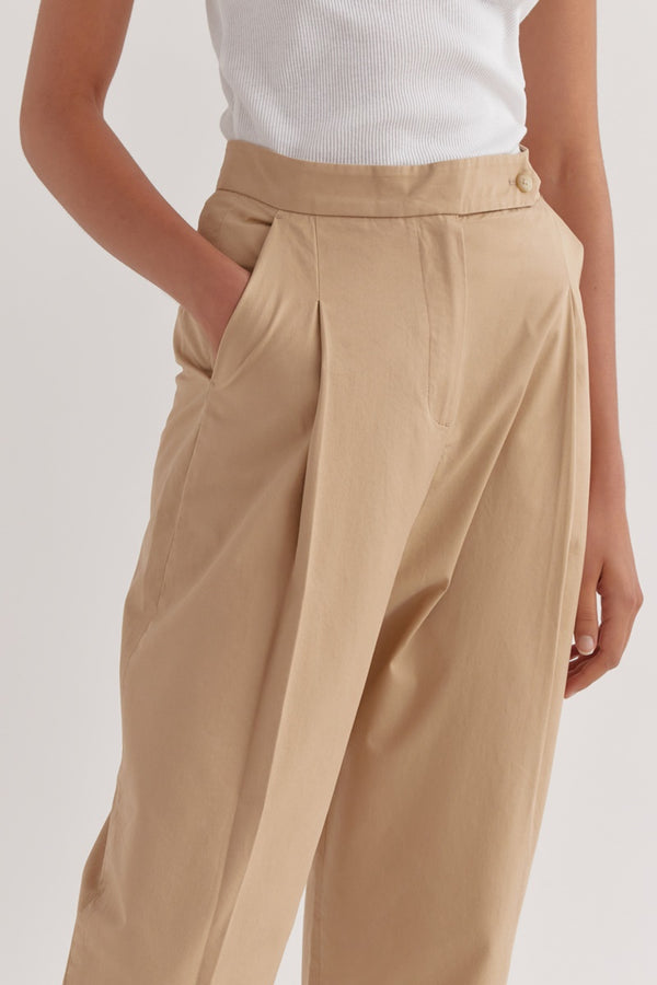 Assembly Label - Agnes Cotton Pleat Pant - Almond