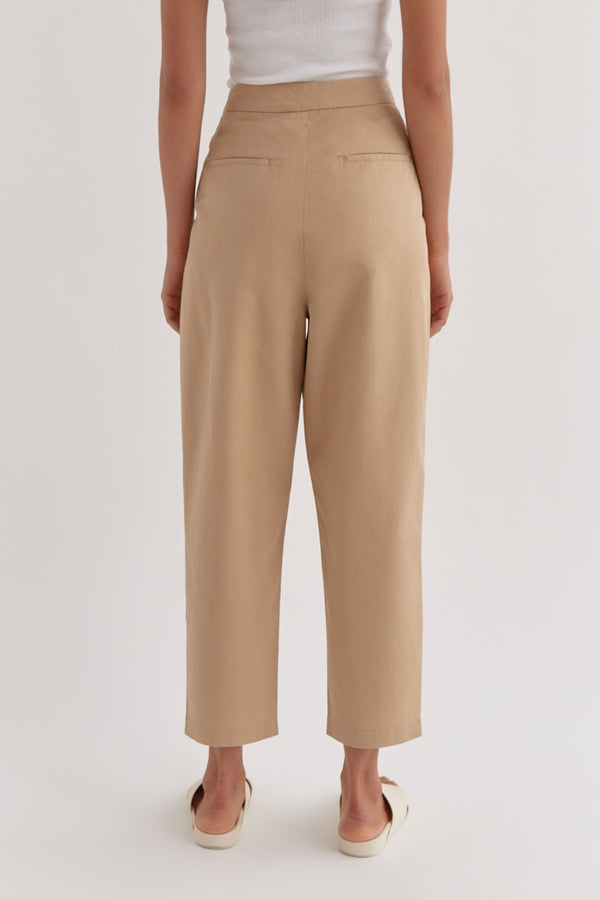 Assembly Label - Agnes Cotton Pleat Pant - Almond