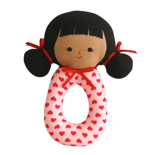 Alimrose - Audrey Grab Rattle - Pink Hearts | milk + ginger