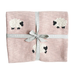 Alimrose Baa Baa Baby Blanket Organic Cotton in Dusty Pink