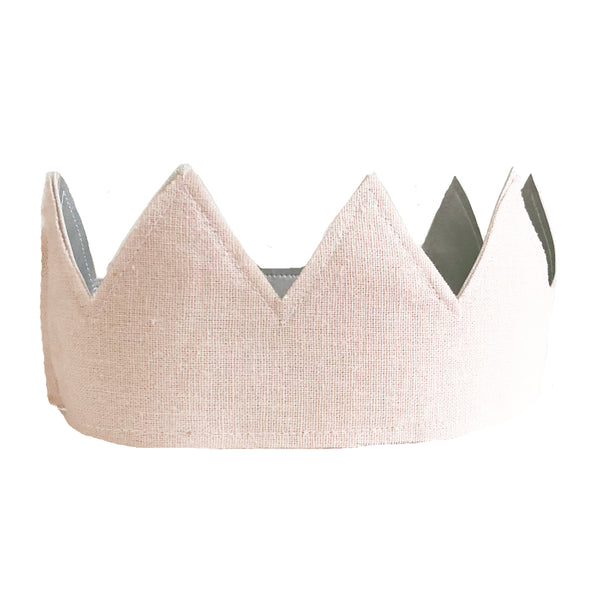 Alimrose Fabric Crown in Pink Linen & Silver - Pink side