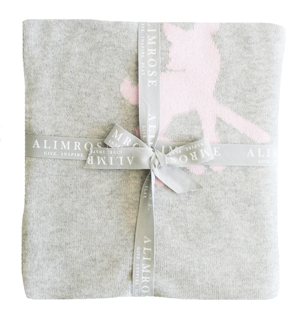 Alimrose Knit Deer & Dots Cot Blanket in Pink