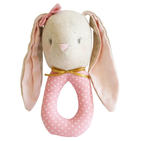 Alimrose - Linen Baby Pearl Grab Rattle - Blush | milk + ginger