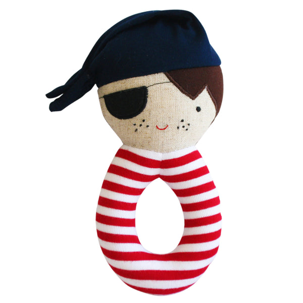 Alimrose Linen Pirate Grab Rattle in Navy