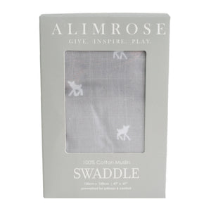 Alimrose - Muslin Swaddle Deer on Grey | milk + ginger